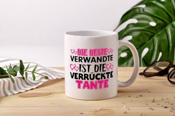 Verrückte Tante | Spruch | Patentante | Verwandtschaft - Tasse Weiss - Kaffeetasse / Geschenk / Familie