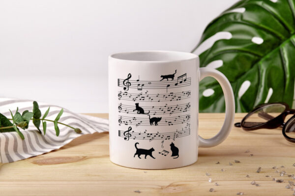 Musik Note mit Katzen | Musik | katze | Singen - Tasse Weiss - Kaffeetasse / Geschenk / Familie