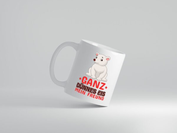 Ganz dünnes Eis | Spruch Tasse | lustiger Eisbär - Tasse Weiss - Kaffeetasse / Geschenk / Familie