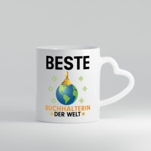 Welt Beste Buchhalterin | Buchhaltung Humor - Herzhenkel Tasse - Kaffeetasse / Geschenk / Familie