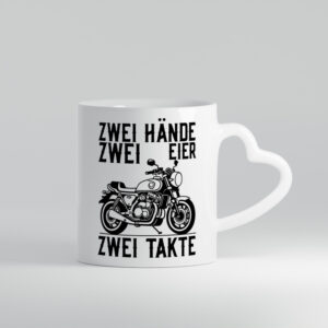 Zwei Hände | Zweitaktmotor | Motorrad | Moped | Biker - Herzhenkel Tasse - Kaffeetasse / Geschenk / Familie