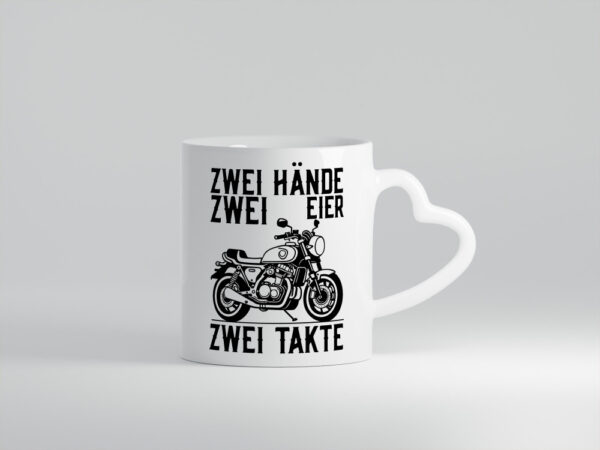 Zwei Hände | Zweitaktmotor | Motorrad | Moped | Biker - Herzhenkel Tasse - Kaffeetasse / Geschenk / Familie