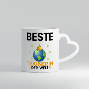 Welt Beste Trainerin | Sportverein | Humor - Herzhenkel Tasse - Kaffeetasse / Geschenk / Familie