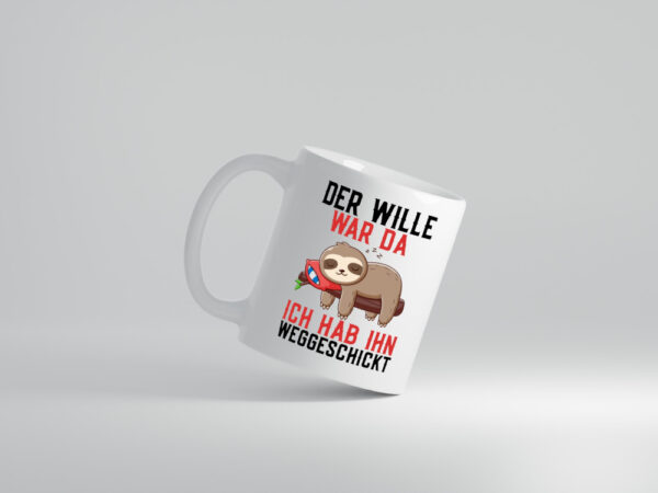 Der Wille war da | Faultier | Arbeit | Kollegen | Comic - Tasse Weiss - Kaffeetasse / Geschenk / Familie