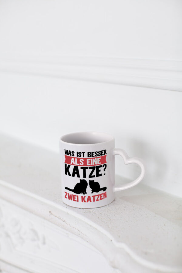 Zwei Katzen - Herzhenkel Tasse - Kaffeetasse / Geschenk / Familie