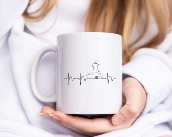 Herzschlag Fußball | Motiv Sport | Fußballverein - Tasse Weiss - Kaffeetasse / Geschenk / Familie