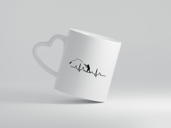 Angler Herzschlag | Motiv Fischer | Fische angeln - Herzhenkel Tasse - Kaffeetasse / Geschenk / Familie