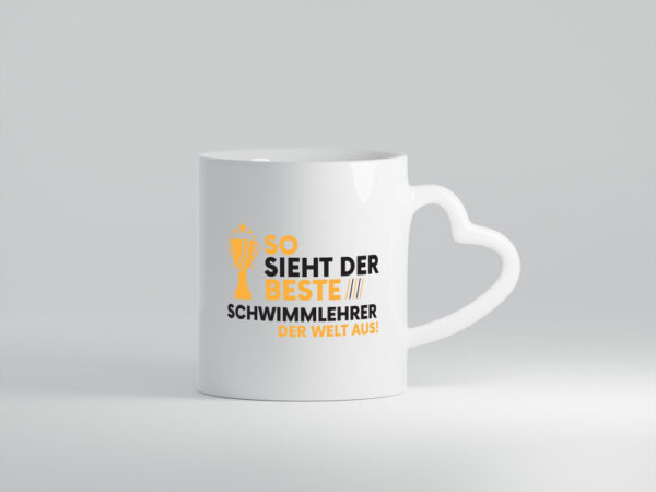 Der Weltbeste Schwimmlehrer | Lehrer | Schüler | schwimmen - Herzhenkel Tasse - Kaffeetasse / Geschenk / Familie