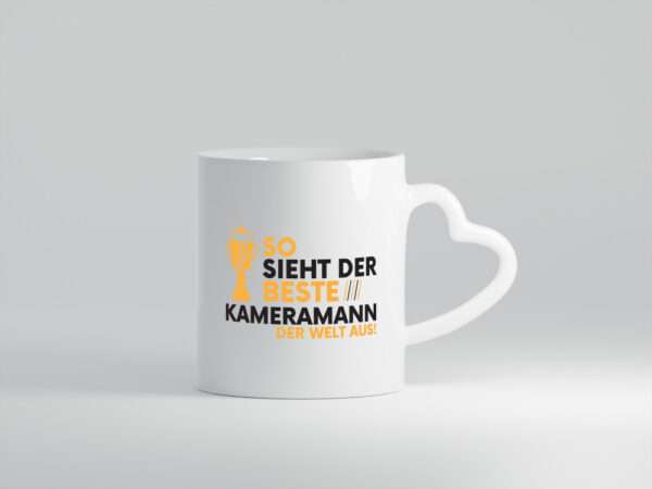 Der Weltbeste Kameramann | Kamera - Herzhenkel Tasse - Kaffeetasse / Geschenk / Familie