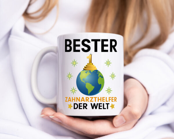 Welt Bester Zahnarzthelfer | Zahnmedizin - Tasse Weiss - Kaffeetasse / Geschenk / Familie