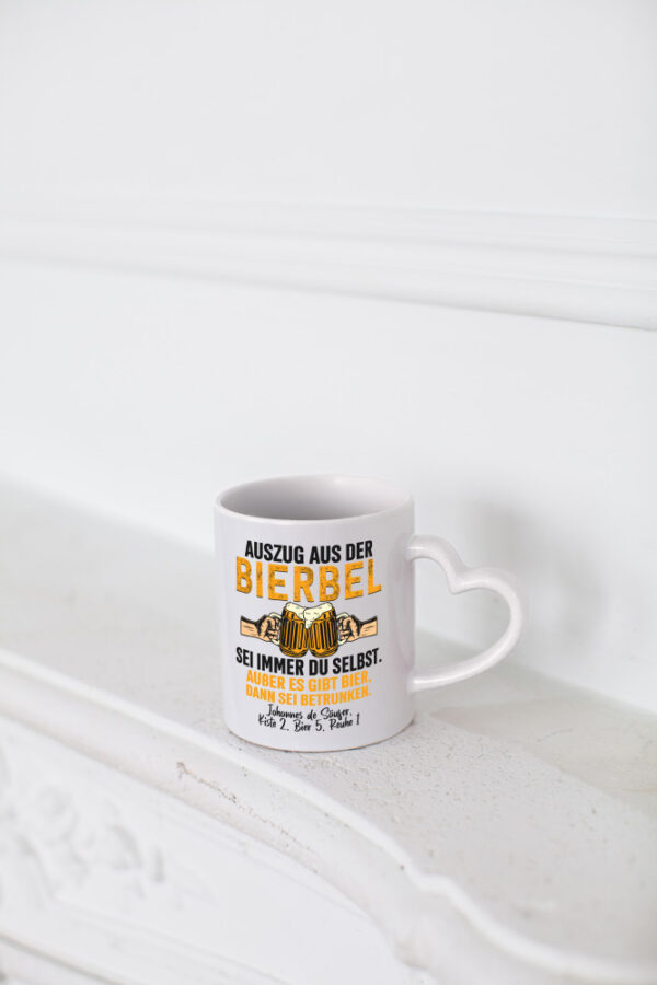 Auszug aus der Bierbel | Bierliebhaber | Bier trinker - Herzhenkel Tasse - Kaffeetasse / Geschenk / Familie