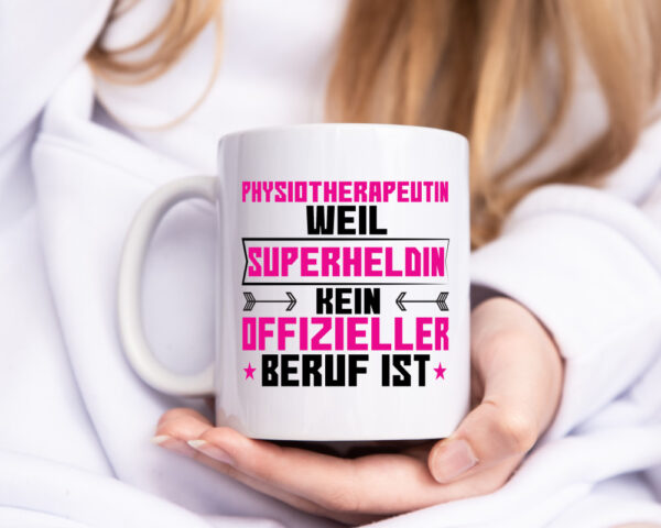 Superheldin Physiotherapeutin - Tasse Weiss - Kaffeetasse / Geschenk / Familie