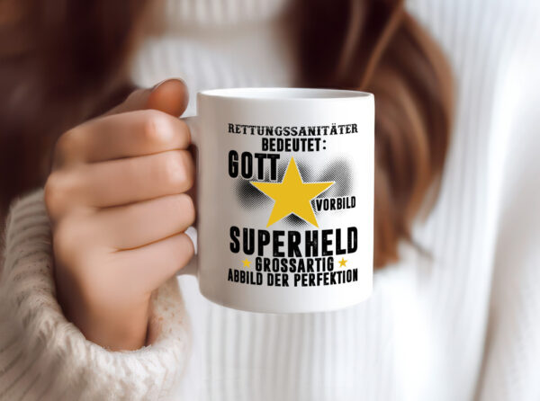 Bedeutung von Rettungssanitäter | Sanitäter - Tasse Weiss - Kaffeetasse / Geschenk / Familie