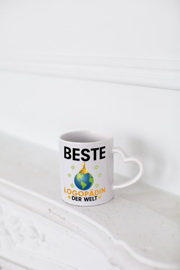 Welt Beste Logopädin | Sprachtherapie - Herzhenkel Tasse - Kaffeetasse / Geschenk / Familie