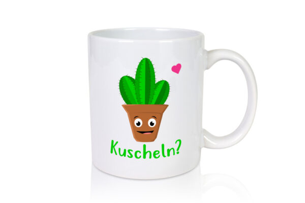 Kuscheln? | lustige Tasse | Kaktus Motiv | Humor - Tasse Weiss - Kaffeetasse / Geschenk / Familie