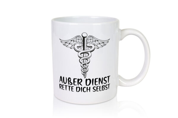 Außer Dienst | Sanitäter | Rettung | Rettungsdienst | Puls - Tasse Weiss - Kaffeetasse / Geschenk / Familie