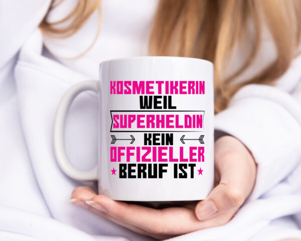 Superheldin Kosmetikerin | Kosmetik | Stylistin | Visagistin - Tasse Weiss - Kaffeetasse / Geschenk / Familie