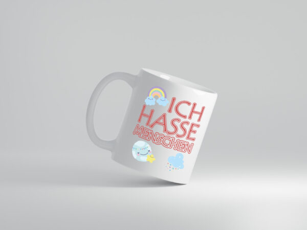 Kinderschrift - Ich hasse Menschen - Tasse Weiss - Kaffeetasse / Geschenk / Familie