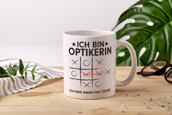 Löse Probleme: Optikerin | Augenoptik - Tasse Weiss - Kaffeetasse / Geschenk / Familie