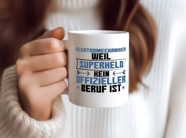 Superheld Elektromechaniker | Mechaniker | Elektrik - Tasse Weiss - Kaffeetasse / Geschenk / Familie