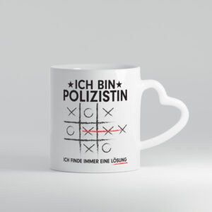 Löse Probleme: Polizistin | Beruf Polizei - Herzhenkel Tasse - Kaffeetasse / Geschenk / Familie