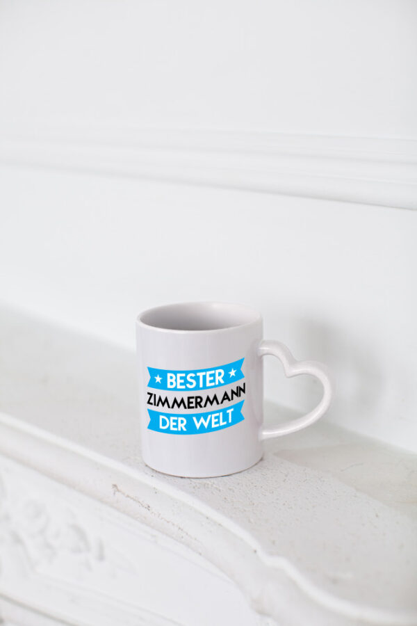 Bester Zimmermann | Handwerker Holzbau - Herzhenkel Tasse - Kaffeetasse / Geschenk / Familie