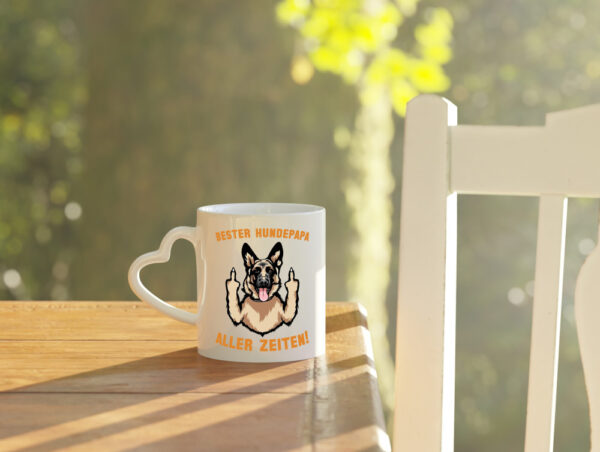 Bester Hundepapa | Hundebesitzer | witziger Spruch - Herzhenkel Tasse - Kaffeetasse / Geschenk / Familie