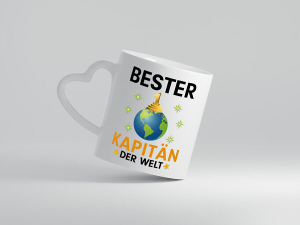 Welt Bester Kapitän | Schiffskapitän | Schiff - Herzhenkel Tasse - Kaffeetasse / Geschenk / Familie