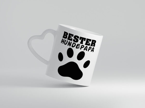 Bester Hundepapa | Hundebesitzer Tasse | Pfotenabdruck - Herzhenkel Tasse - Kaffeetasse / Geschenk / Familie