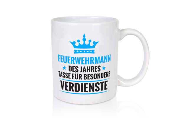 Besonderer Verdienst: Feuerwehrmann | Feuerwehr - Tasse Weiss - Kaffeetasse / Geschenk / Familie