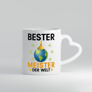 Welt Bester Meister | Meisterbrief - Herzhenkel Tasse - Kaffeetasse / Geschenk / Familie