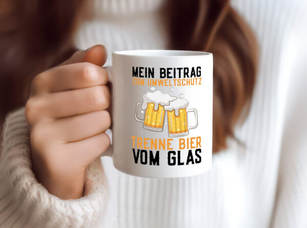 Beitrag zum Umweltschutz | Biertrinker | Party | Pils - Tasse Weiss - Kaffeetasse / Geschenk / Familie