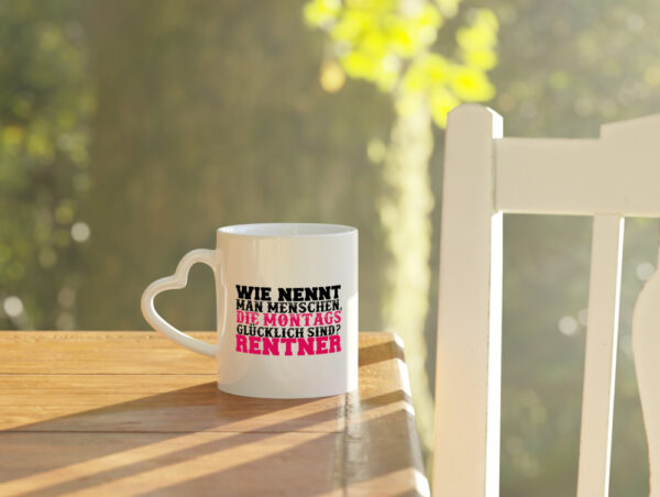 Glücklicher Rentner - Herzhenkel Tasse - Kaffeetasse / Geschenk / Familie