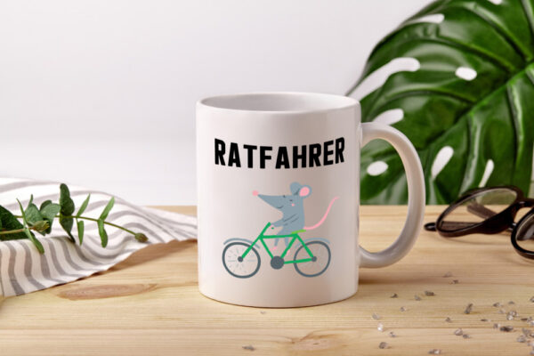 Ratfahrer Motiv | Radfahrer Tasse | Ratte | lustig - Tasse Weiss - Kaffeetasse / Geschenk / Familie