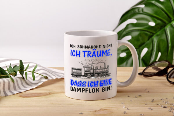 Ich schnarche nicht | Schnarcher Tasse | Dampflok Witz - Tasse Weiss - Kaffeetasse / Geschenk / Familie