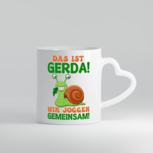 Wir Joggen gemeinsam | Joggen | Sport | Schnecke - Herzhenkel Tasse - Kaffeetasse / Geschenk / Familie