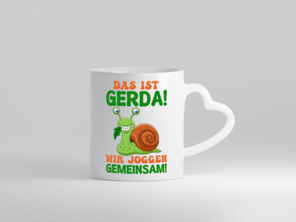 Wir Joggen gemeinsam | Joggen | Sport | Schnecke - Herzhenkel Tasse - Kaffeetasse / Geschenk / Familie