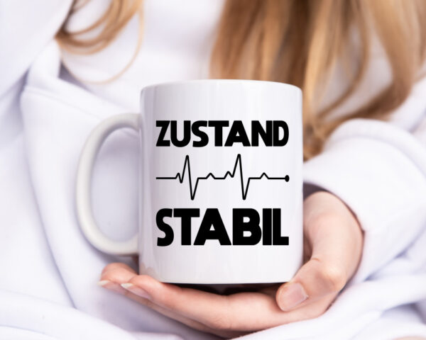 Zustand Stabil | Herzschlag | Heartbeat - Tasse Weiss - Kaffeetasse / Geschenk / Familie