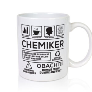 Achtung Probleme Chemiker | Chemie | Labor | Wissenschaft - Tasse Weiss - Kaffeetasse / Geschenk / Familie