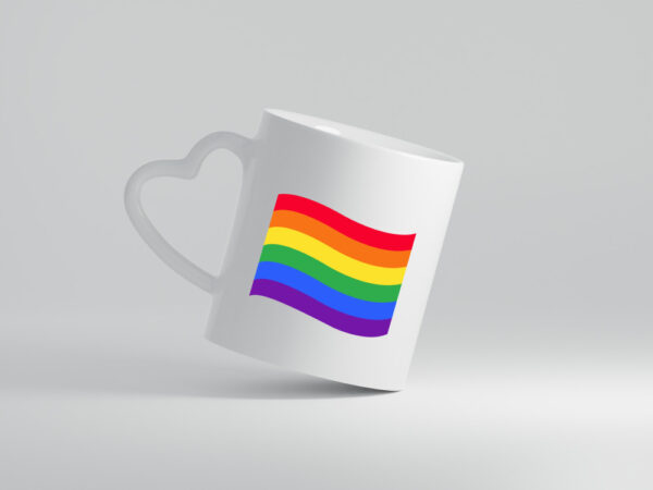LGBTQ+ Tasse | bunter Regenbogen | bunte Flagge | LGBT - Herzhenkel Tasse - Kaffeetasse / Geschenk / Familie