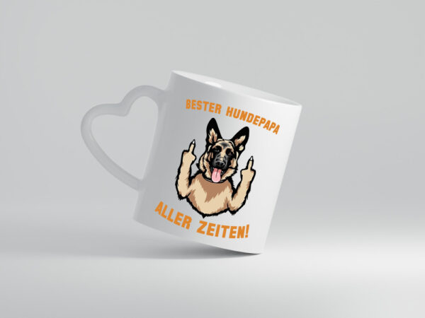 Bester Hundepapa | Hundebesitzer | witziger Spruch - Herzhenkel Tasse - Kaffeetasse / Geschenk / Familie