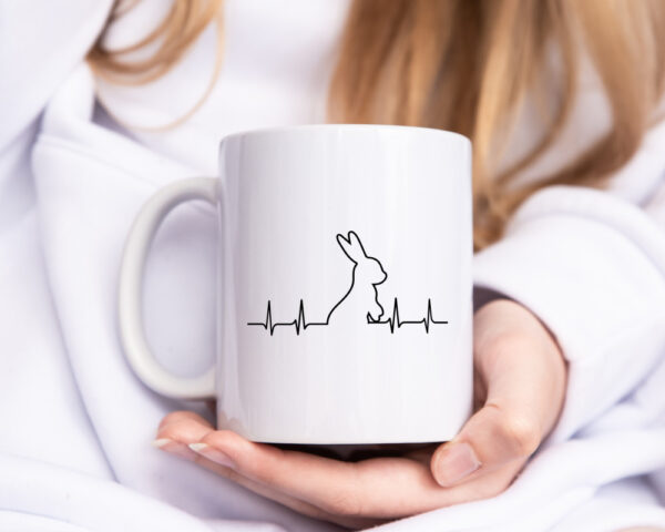 Kaninchen Herzschlag | Motiv Tierfreund | Hase | Nager - Tasse Weiss - Kaffeetasse / Geschenk / Familie