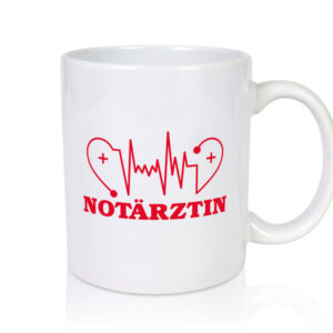 Notärztin Motiv | Herzschlag | Ärztin | Stethoskop - Tasse Weiss - Kaffeetasse / Geschenk / Familie