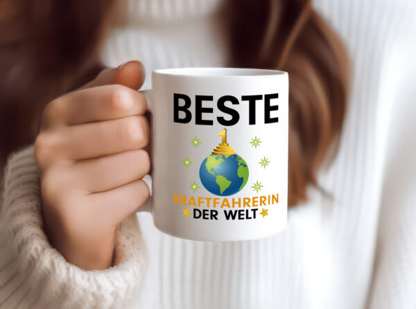 Welt Beste Kraftfahrerin | Lastwagen | LKW Fahrerin - Tasse Weiss - Kaffeetasse / Geschenk / Familie