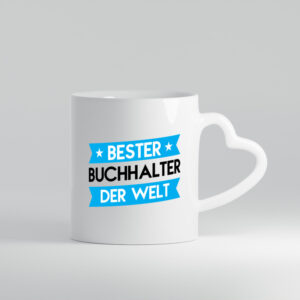 Bester Buchhalter | Buchhaltung Humor - Herzhenkel Tasse - Kaffeetasse / Geschenk / Familie