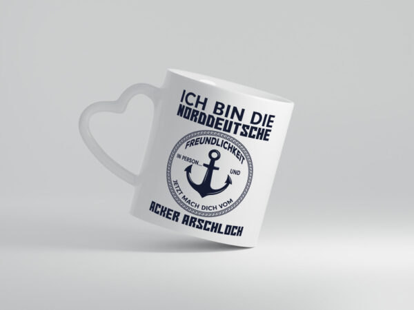 Norddeutsche Freundlichkeit | grober Humor | Spruch - Herzhenkel Tasse - Kaffeetasse / Geschenk / Familie