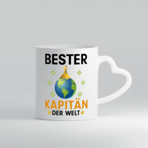 Welt Bester Kapitän | Schiffskapitän | Schiff - Herzhenkel Tasse - Kaffeetasse / Geschenk / Familie