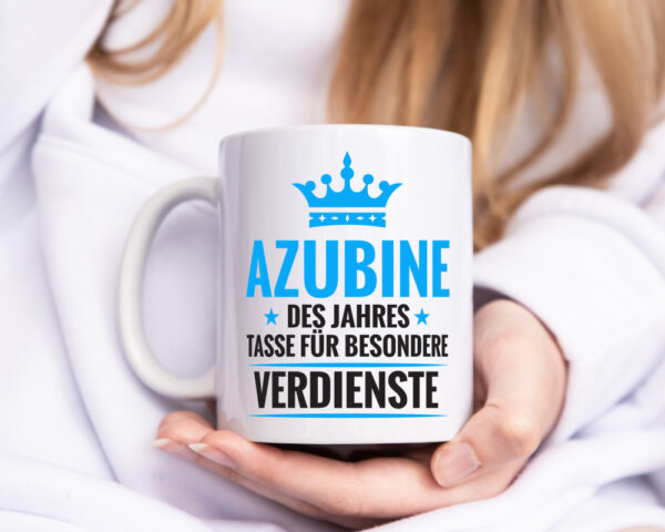 Besonderer Verdienst: Azubine | Ausbildung | Lehrling - Tasse Weiss - Kaffeetasse / Geschenk / Familie