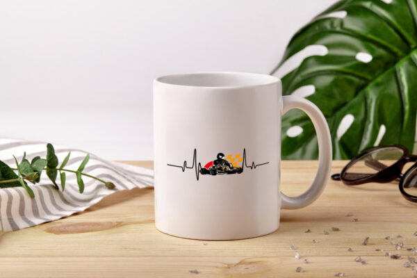 Go Kart Herzschlag | Kartsport Fan | Fahrer | Motor - Tasse Weiss - Kaffeetasse / Geschenk / Familie