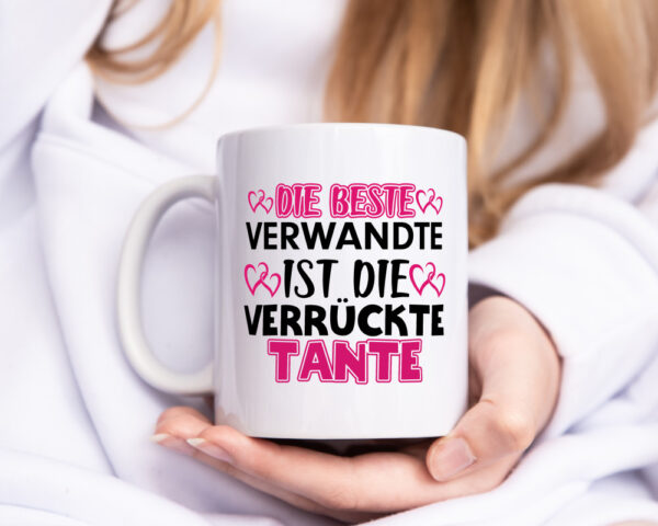 Verrückte Tante | Spruch | Patentante | Verwandtschaft - Tasse Weiss - Kaffeetasse / Geschenk / Familie